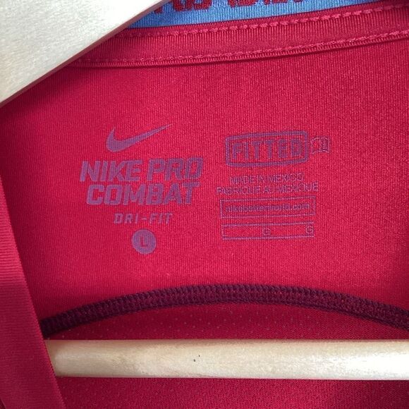 Men's Nike Pro Combat Fitted Performance Tee Shirt Red/Gray Large - Picture 4 of 8